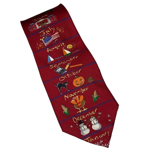 The Save the Children Collections Mens 100% silk tie months of the year school - Picture 1 of 6